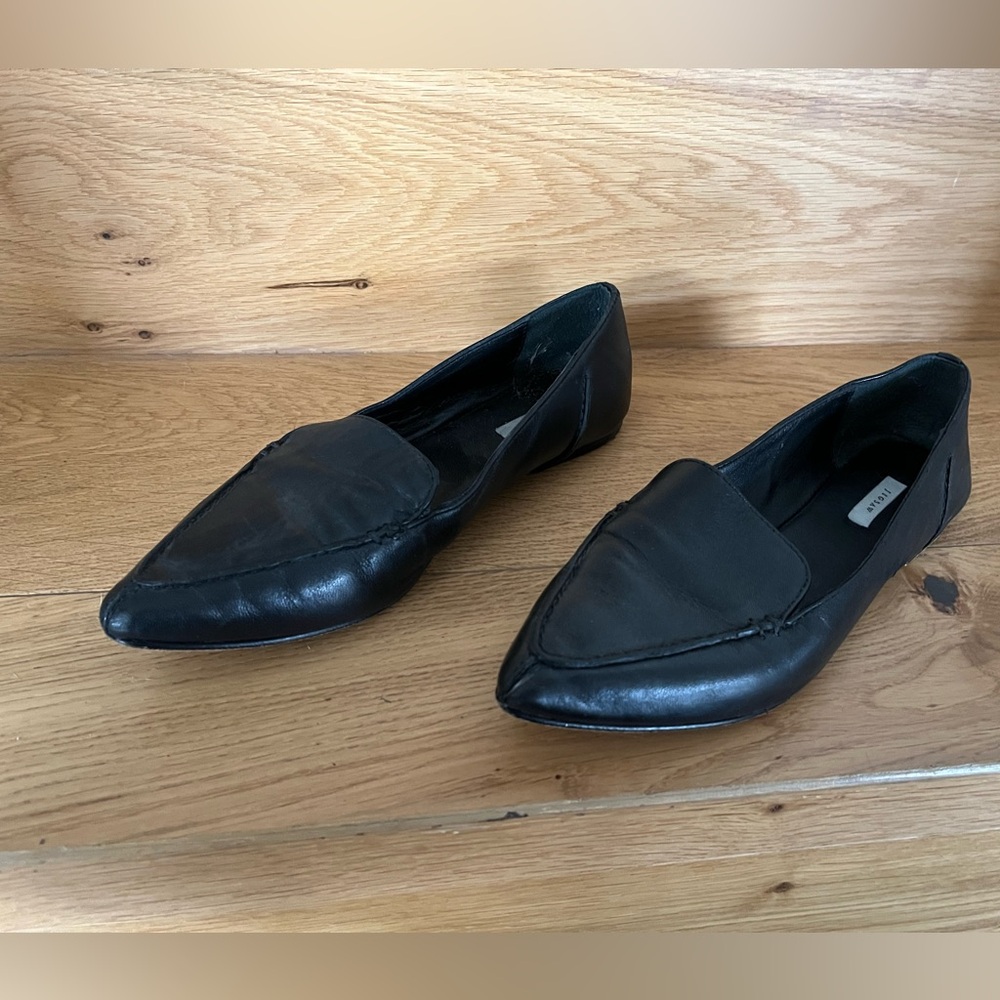 Jigsaw Black Leather Flats